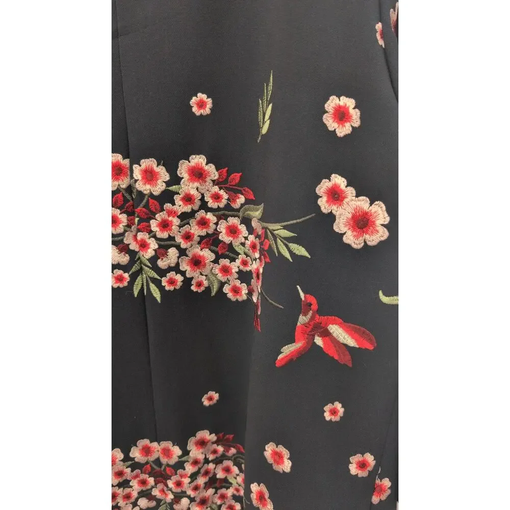 Soft Surroundings XL Floral Appliqué Duster Jacket Navy Pink Red - Picture 5 of 5